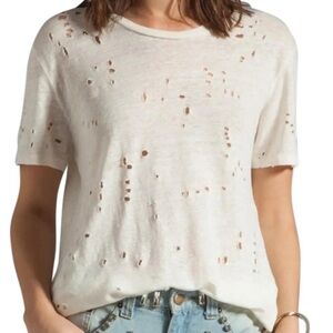 IRO Distressed Off-White Cream Linen Shirt